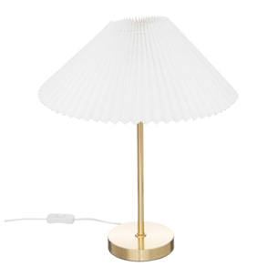 Lampe doré avec abat-jour plissé - Blanc