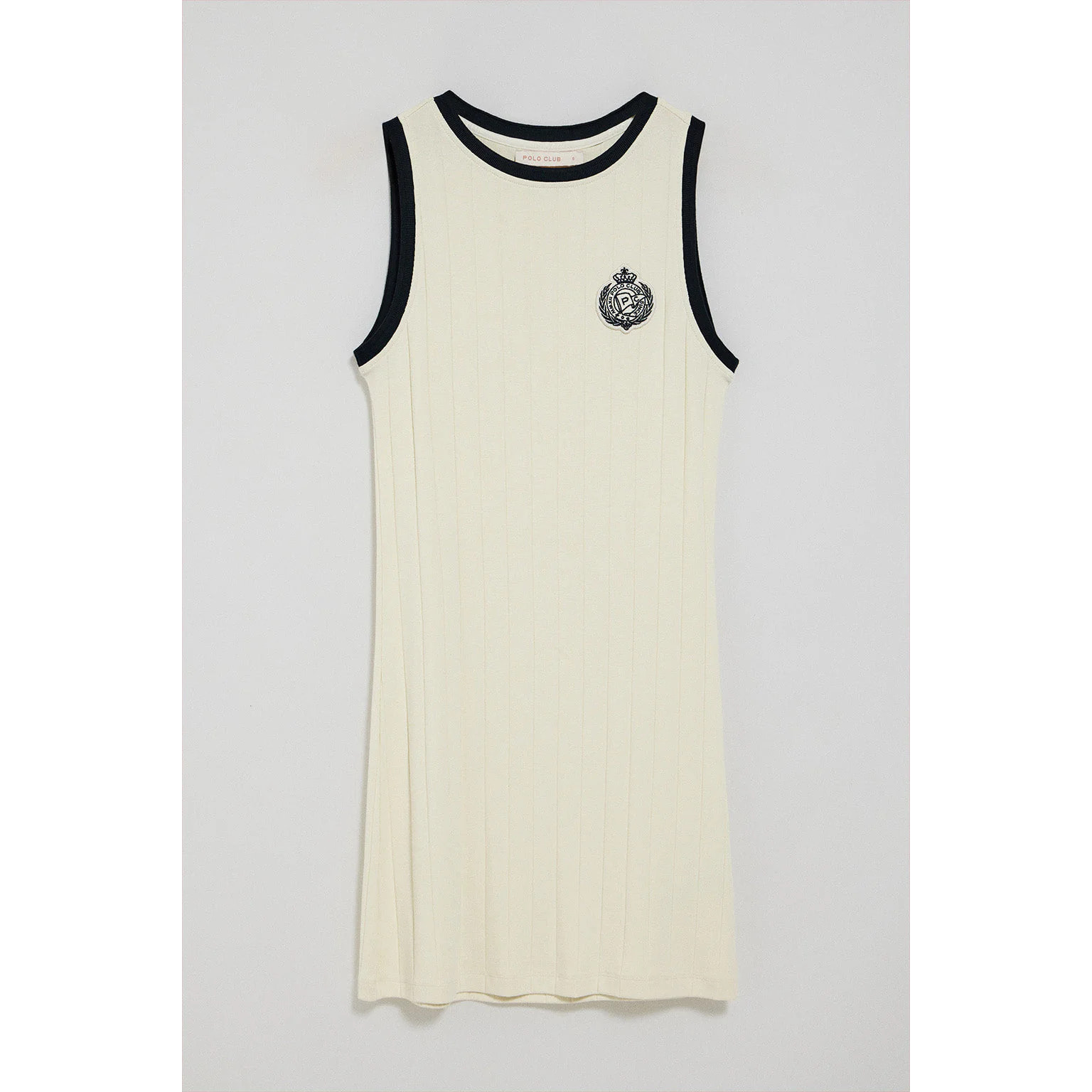 Vestido color crudo acanalado con parche náutico