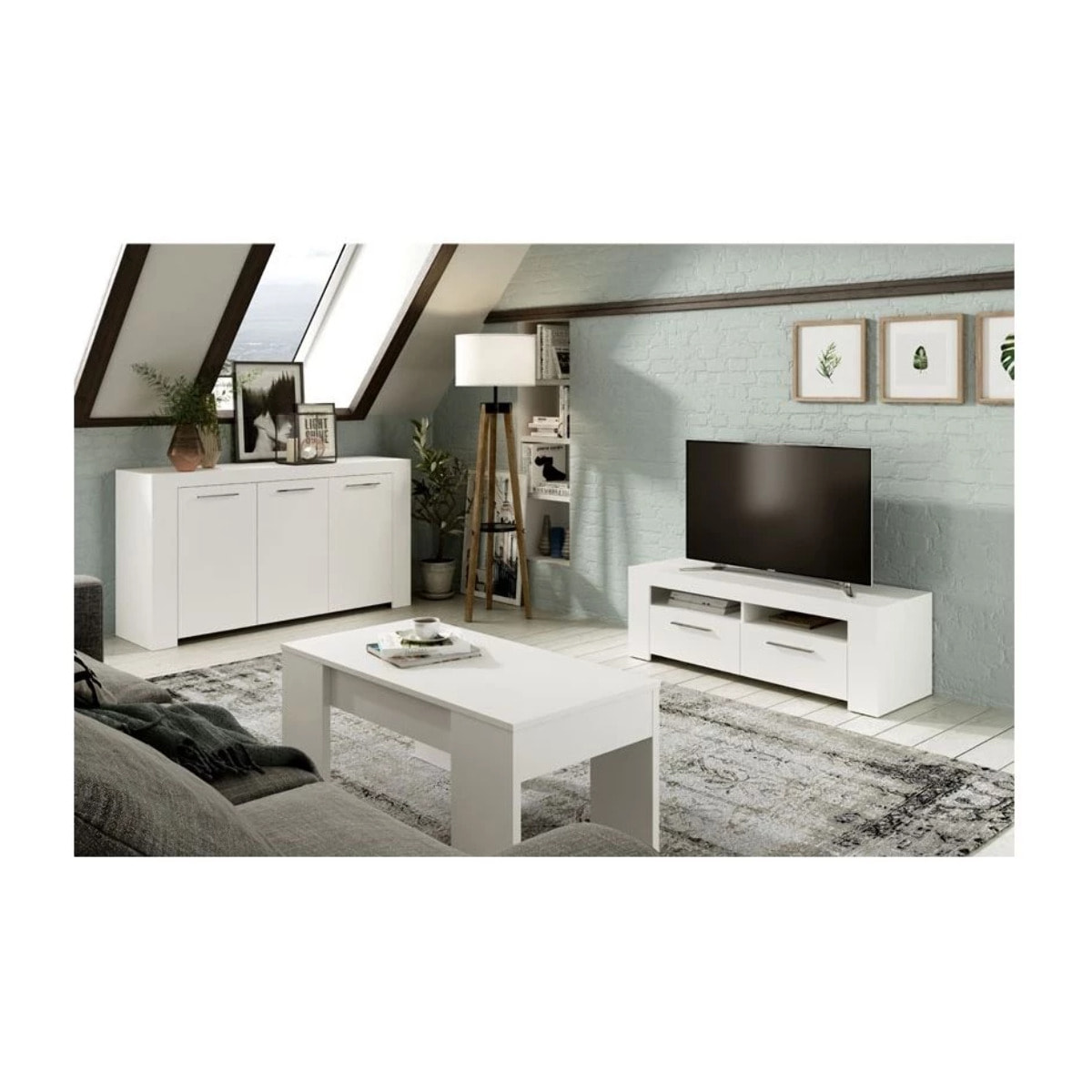 Mesa de centro elevable Low Cost Blanco Artik (Blanco Mate)