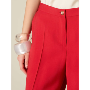 Oltre - Pantalones palazzo mezcla viscosa - Rojo