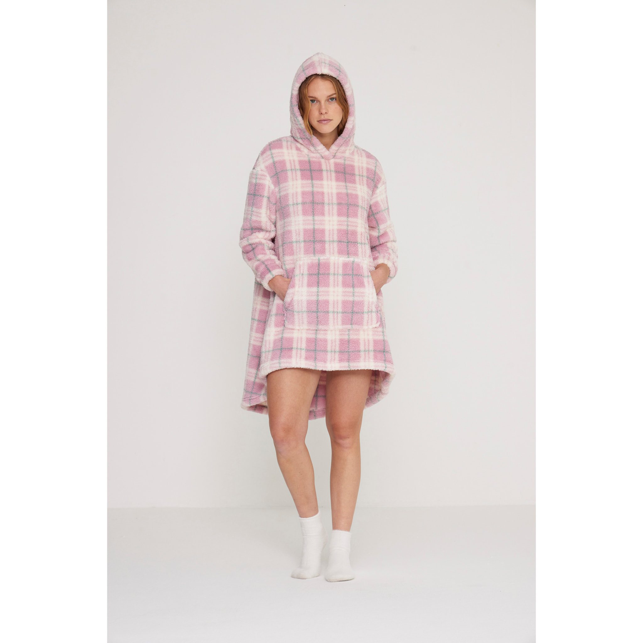 Poncho donna orsino in eco pelliccia con cappuccio Noidinotte