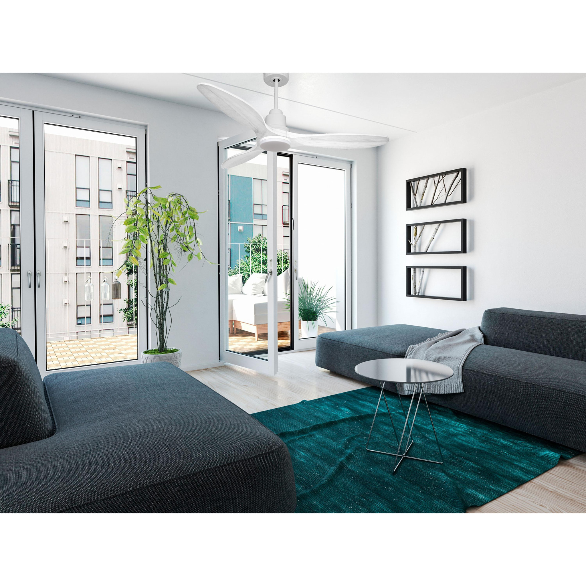 Ventilateur de plafond Réversible  Thermostat Dimmable Wifi Moteur à courant continu Toits en pente Télécommande Lumière à trois tons Hypersilence Mémoire