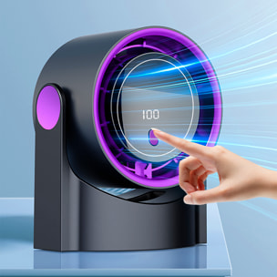 Ventilador de sobremesa con 5 velocidades y pantalla LCD.