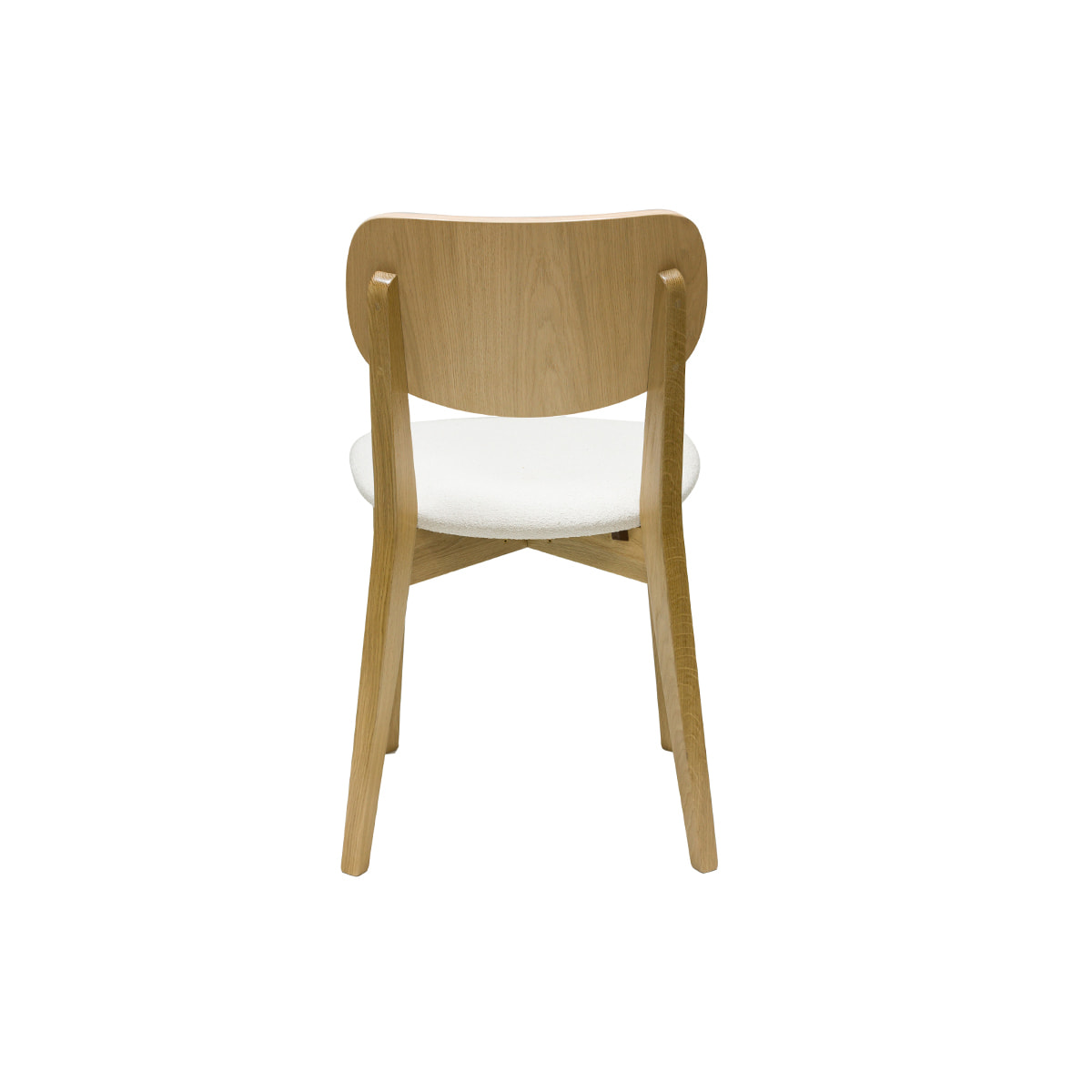 Chaises vintage en bois clair chêne et tissu effet laine bouclée blanc (lot de 2) LUCIA