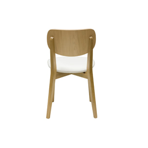 Chaises vintage en bois clair chêne et tissu effet laine bouclée blanc (lot de 2) LUCIA