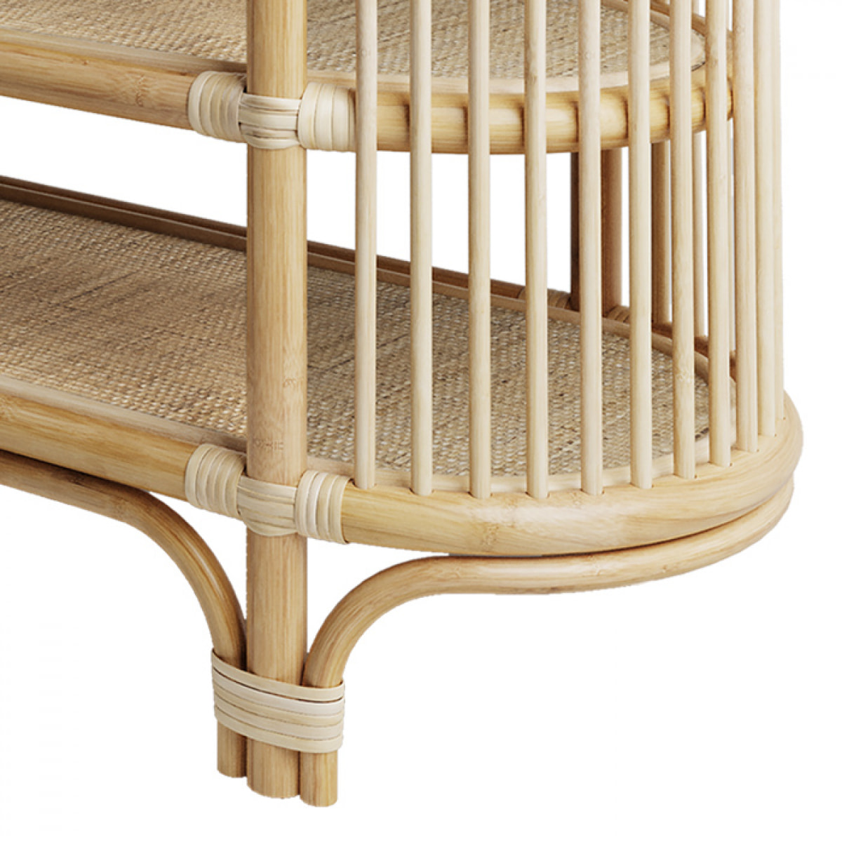 Console 140 cm en rotin naturel avec étagères - Marthe