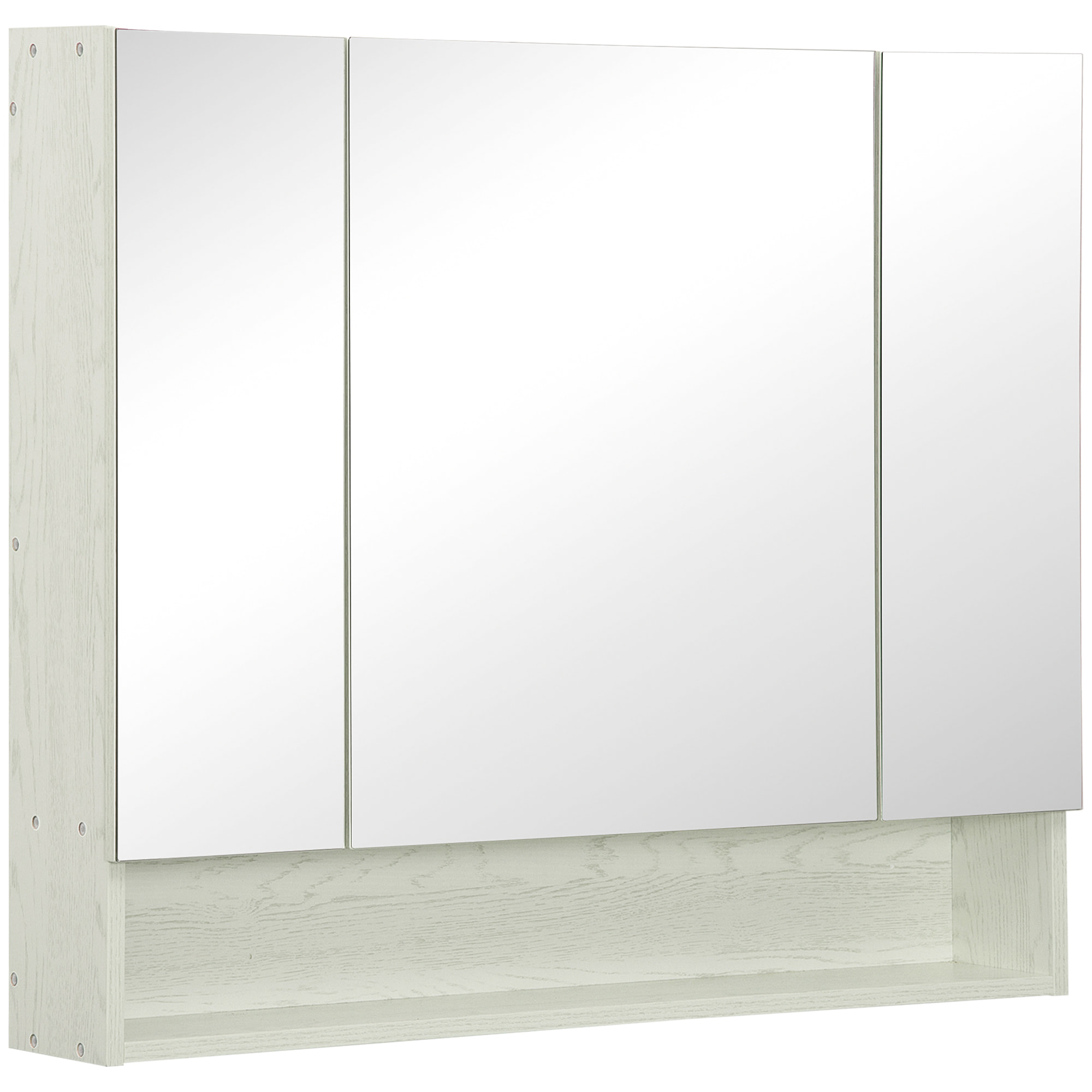 Armario de Baño con Espejo Armario de Pared con 3 Puertas Estante Ajustable y Compartimento Mueble de Baño Colgante para Salón 90x15x75 cm Blanco