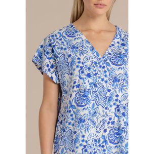 Abitino donna in cotone con scollo a V articolo acquerello Noidinotte