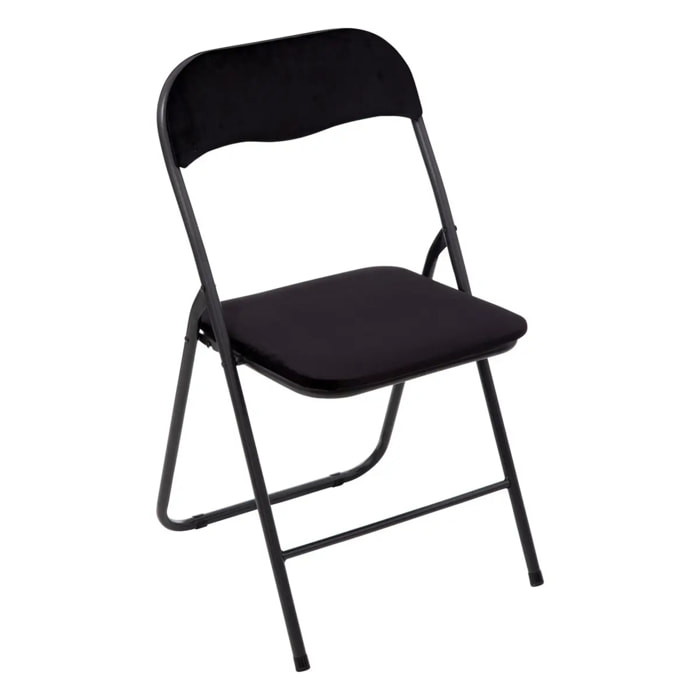 Chaise pliante en velours noir