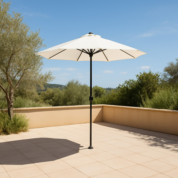 Parasol droit rond led Ø 2,7 m écru FEIRO