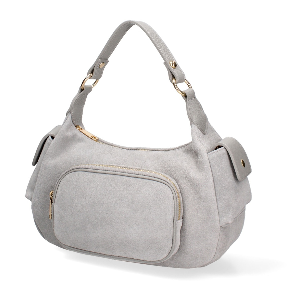 Borsa a spalla da donna Made in Italy - Modello Ardena - Pelle scamosciata - 30.0 x 17.0 x 12.0 cm