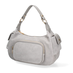 Borsa a spalla da donna Made in Italy - Modello Ardena - Pelle scamosciata - 30.0 x 17.0 x 12.0 cm