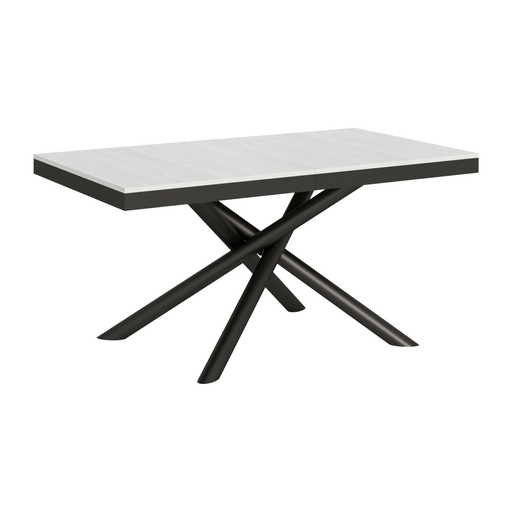 Table extensible 90x160/264 cm Famas Evolution Frêne Blanc cadre Anthracite