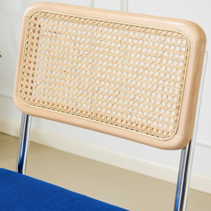 Lot de 2 tabourets de bar en cannage et velours côtelé - MUSE