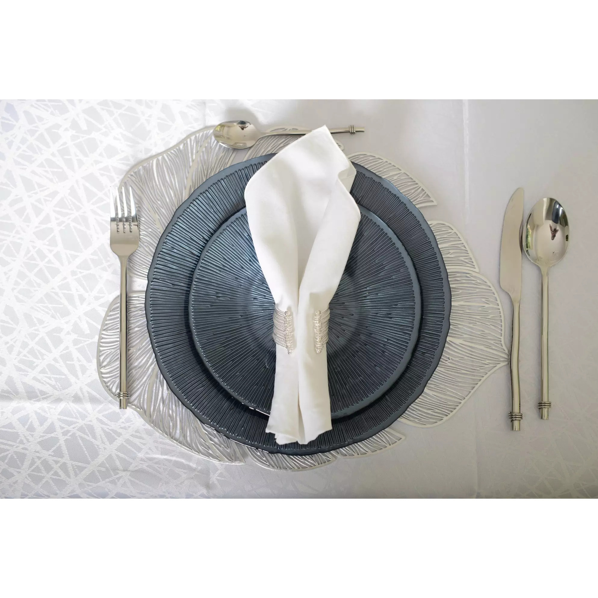 Lot de 6 DESSOUS D'ASSIETTE FEUILLE FILIGRANE ARGENT