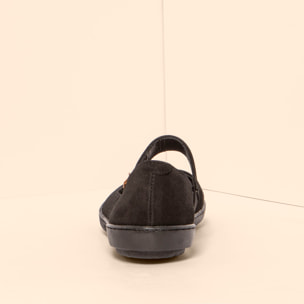 Bailarinas N5301 NOBUCK LAVADO BLACK-BLACK/ CORAL color Black-black