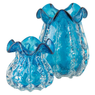 J-Line Vase Ralph - verre - bleu - large