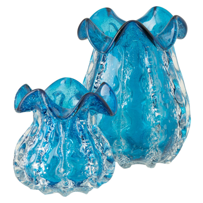 J-Line Vase Ralph - verre - bleu - large