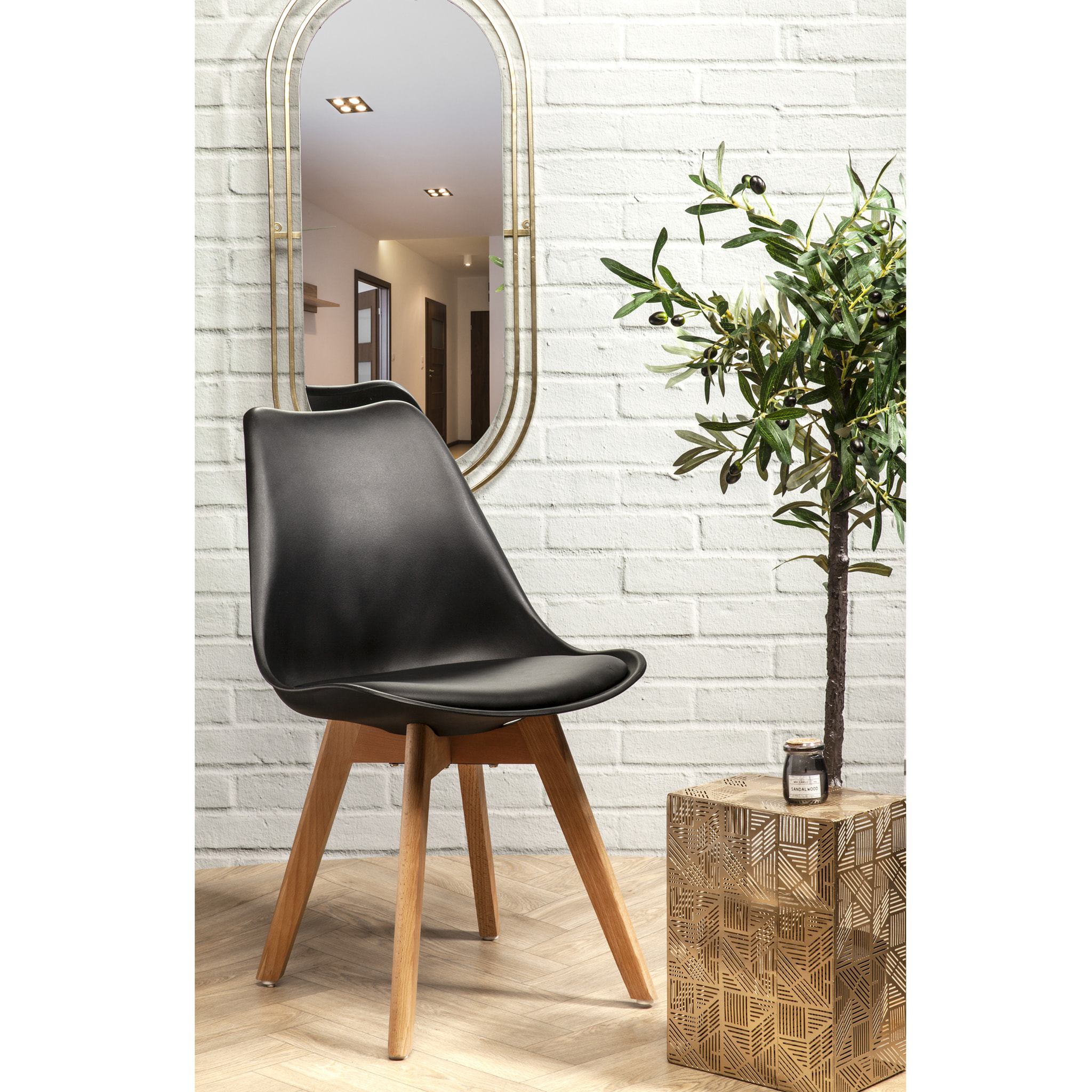Chaise Scandinave Coque Rembourree Noire - Lot de 4