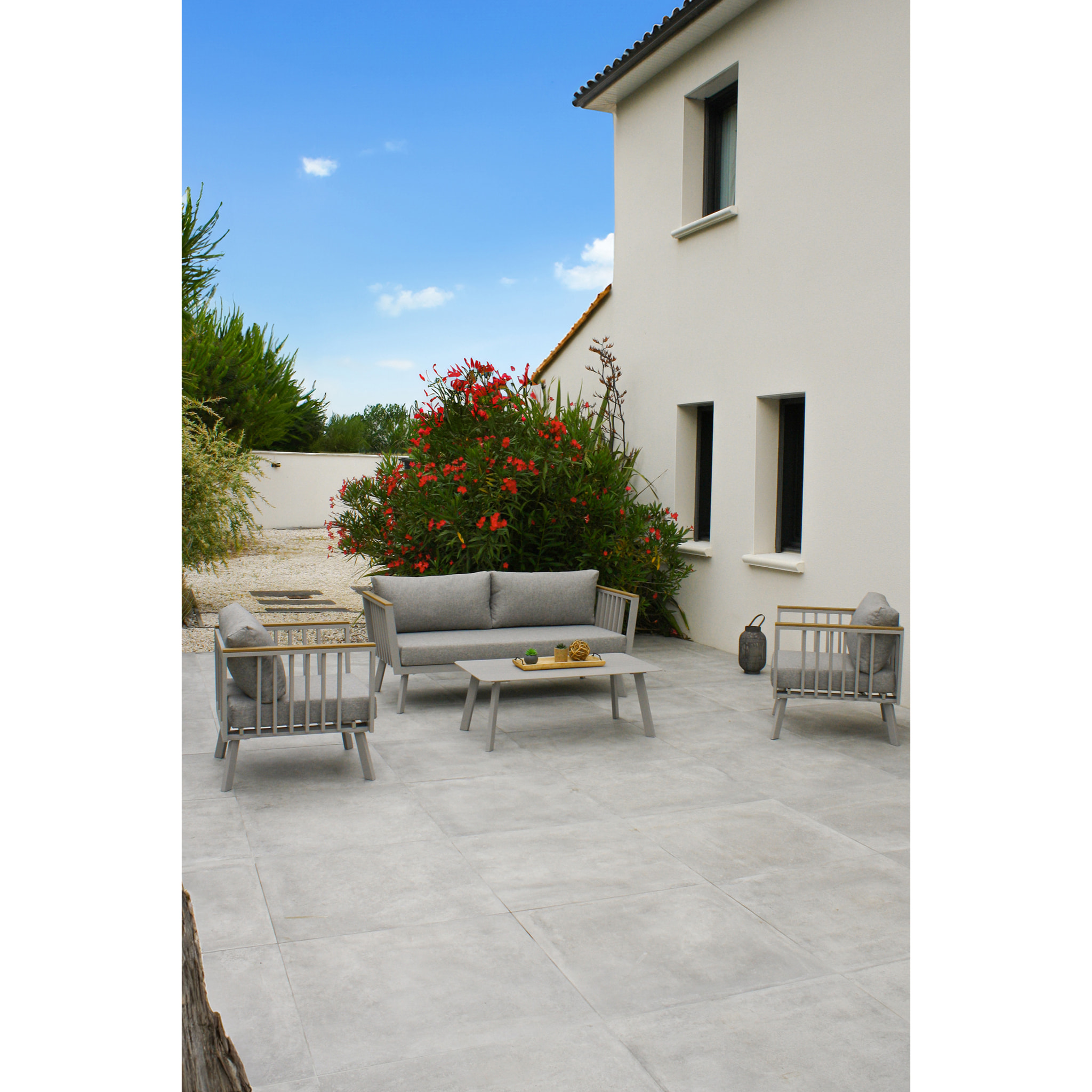 NAPOLI - Salon de jardin 5 places en aluminium