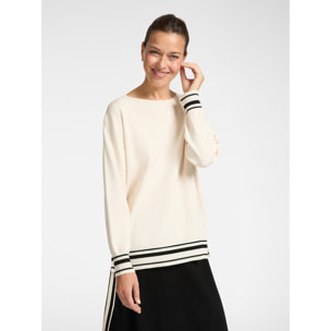 Elena Mirò - Maglia con bordi a righe - Bianco