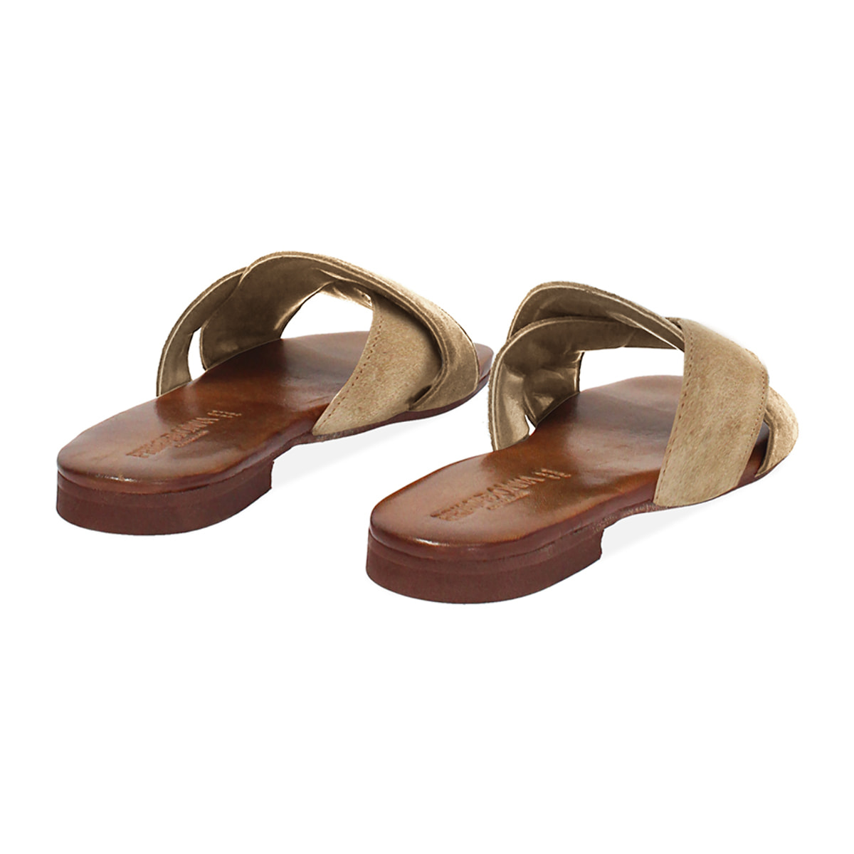 Sandali bassi donna taupe in camoscio