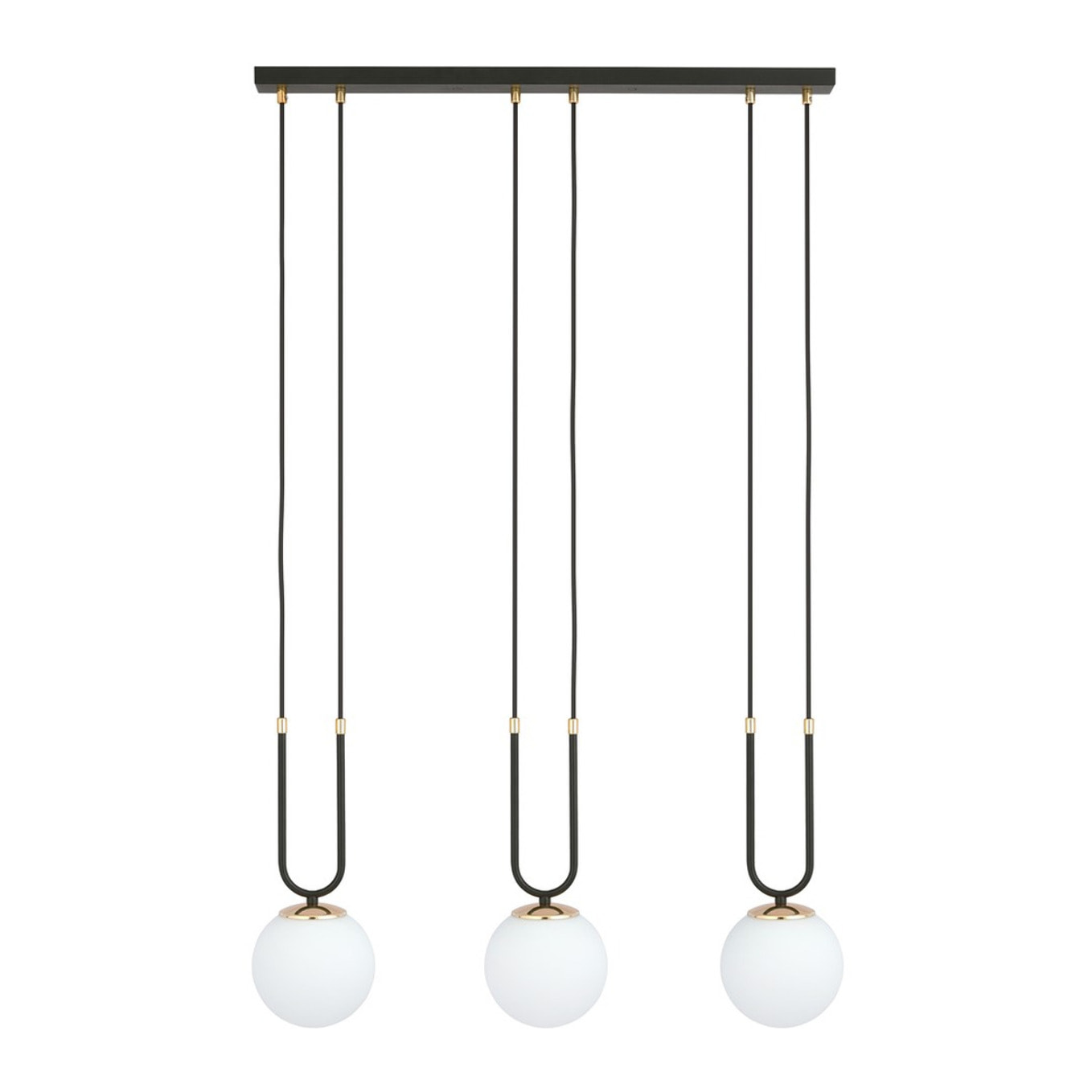 Lampada a sospensione GLAM in acciaio nero e vetro opalino