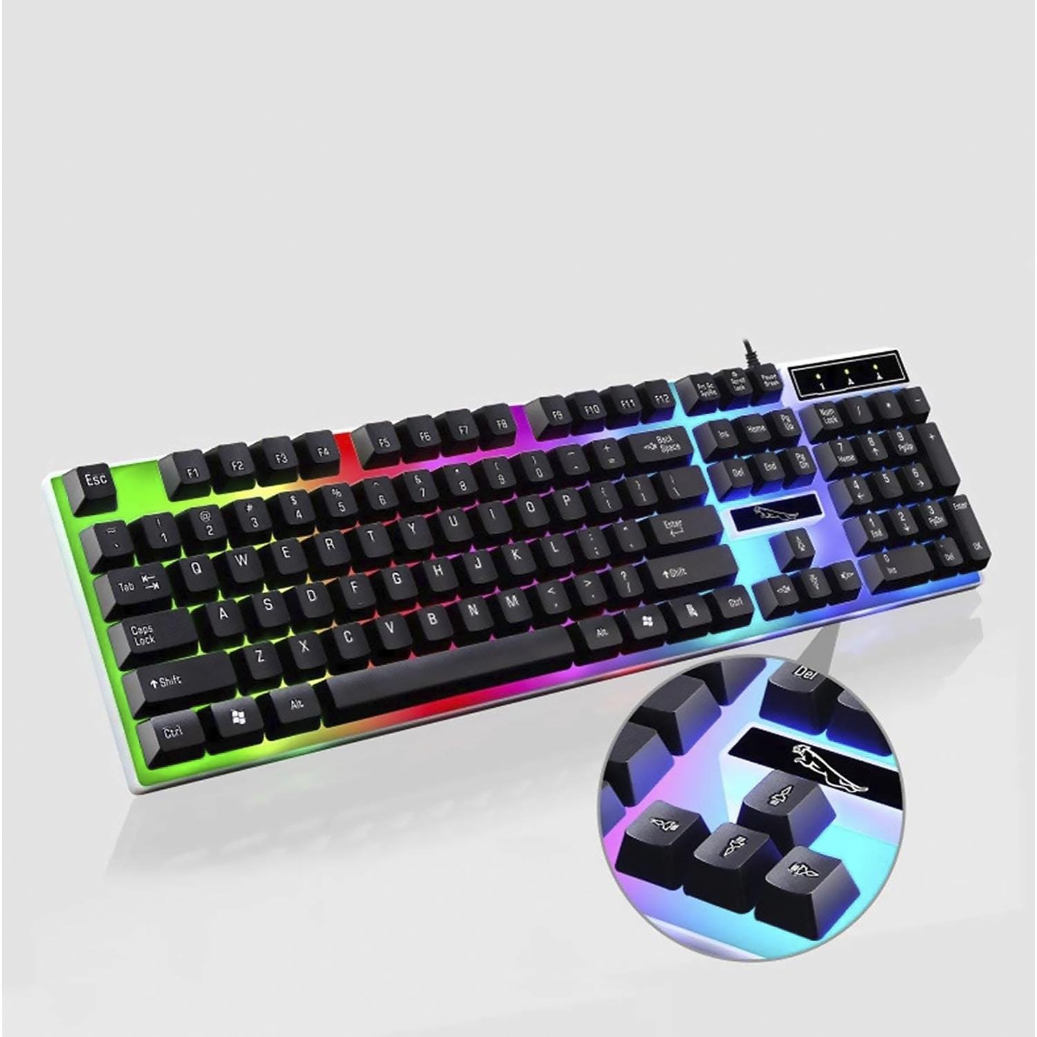 DAM Pacchetto gaming G21B composto da tastiera e mouse con luci RGB. 44,5x3x14 centimetri. Colore nero