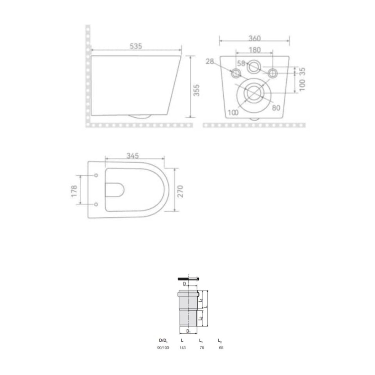 Pack WC bâti-support léger 112 cm ECO 2L Swiss Aqua Technologies + WC suspendu Ceramia + plaque noir mat (STECE14BMT02-FR)