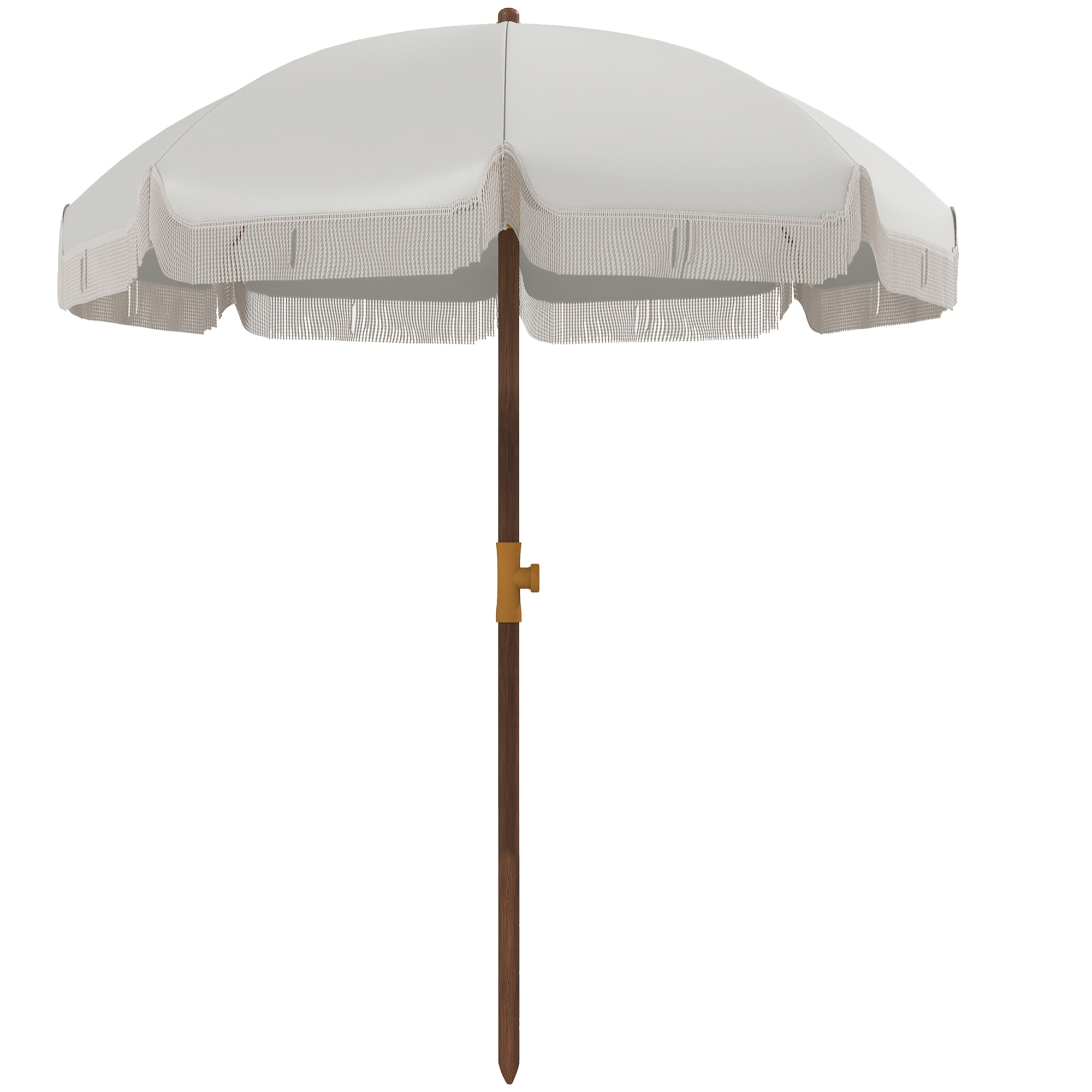 Outsunny Sombrilla de Playa Grande con Flecos Ø190 cm Sombrilla de Terraza Exterior con Protección UV40+ Antiviento Impermeable Mástil de Ø32 mm y Bolsa de Transporte Gris Claro