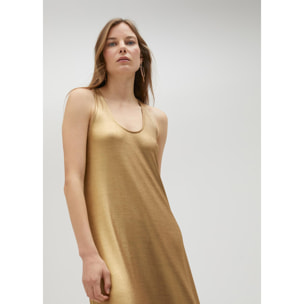 Vestito lungo dorato con spalline