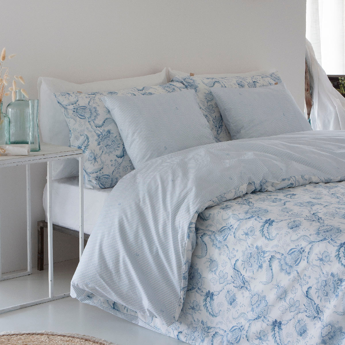 2 Fundas de almohada 50x75 cm azul MALAGA - 100% algodón -