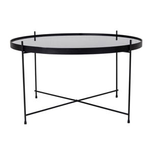 Glina - table basse - métal et verre - 70 cm - Noir