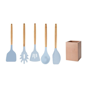 Set d'ustensiles de cuisine en bois avec pot de rangement 32 cm Fackelmann