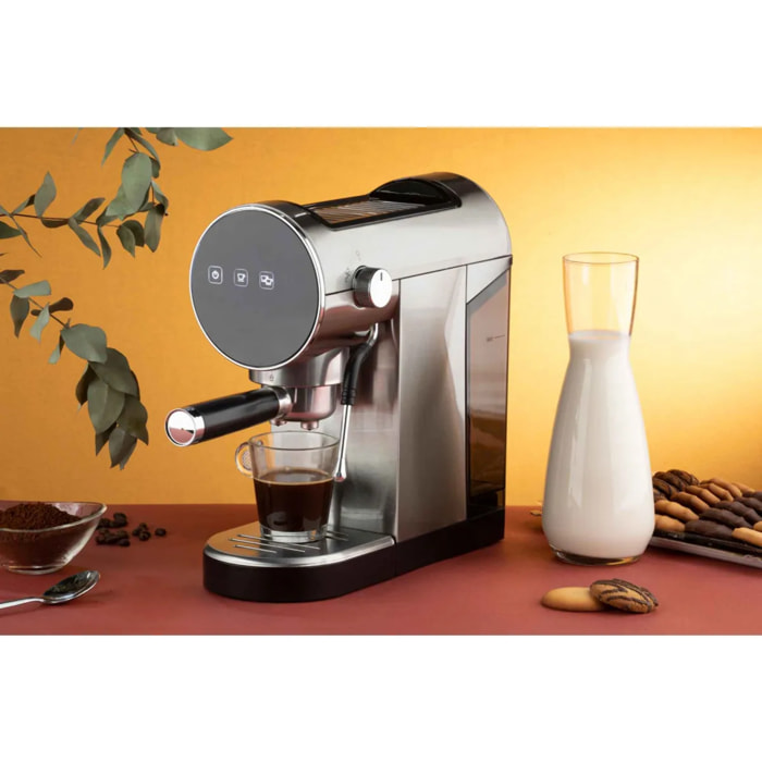Cafetera espresso JATA JECA2300 con presión de 20 bares. Pantalla táctil. Regulador de vapor