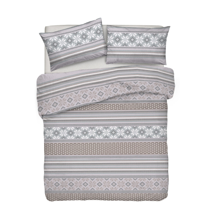 Parure Copripiumino in 100% Cotone Made In Italy Norvegia Grigio