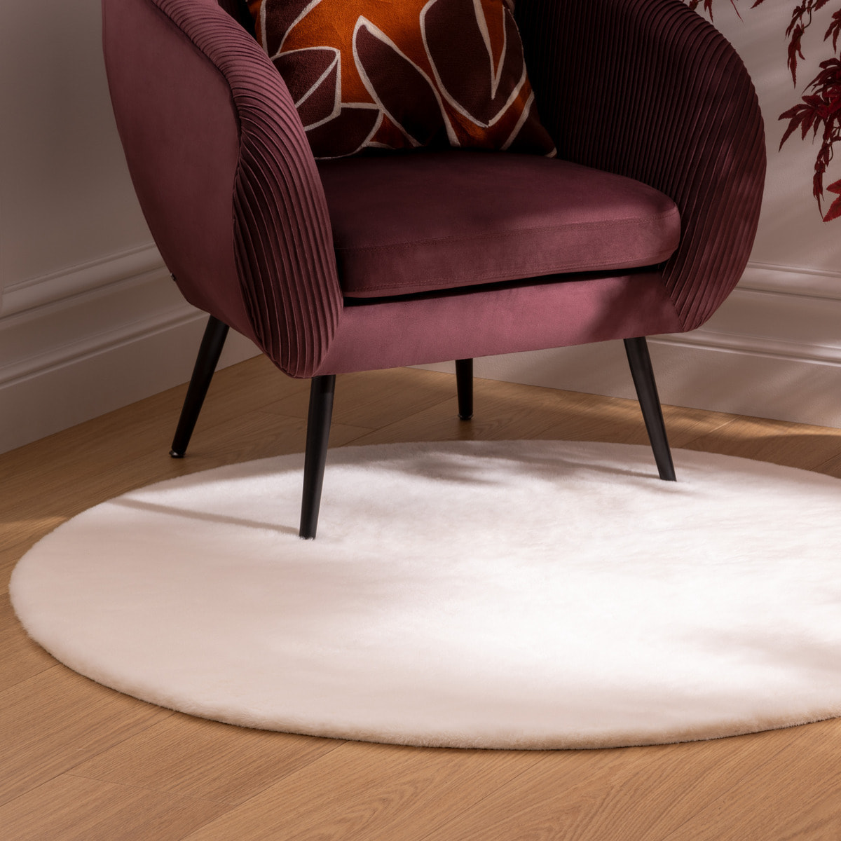 Tapis fourrure Couka blanc D118cm