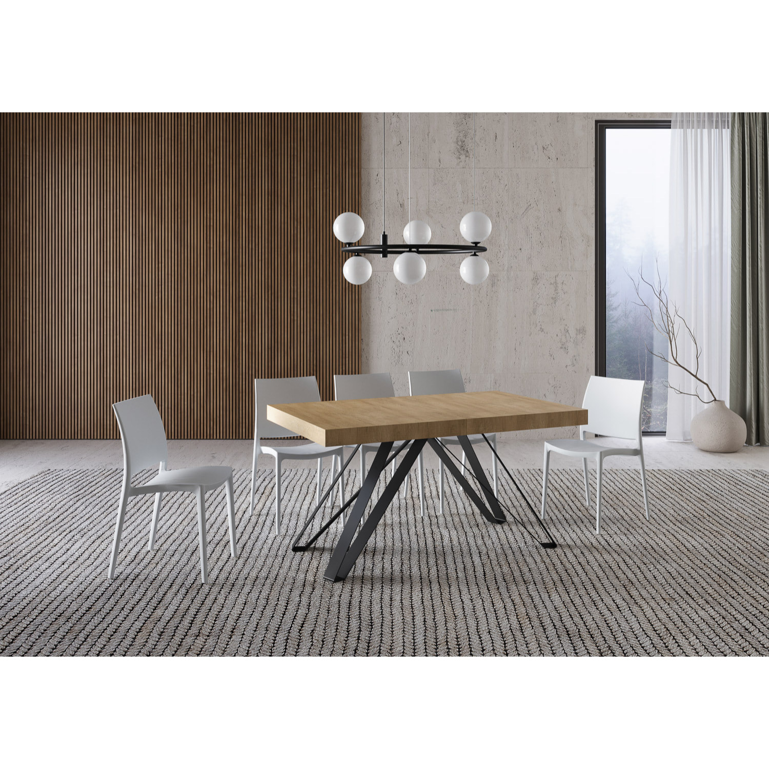 Tavolo allungabile 90x160/264 cm Terium quercia natura gambe antracite