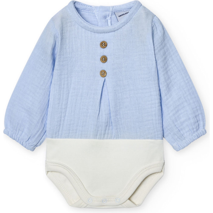 Body bebé manga larga bambula botones