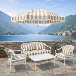 Salon de jardin 4 places en métal et coussin en tissu taupe POSITANO