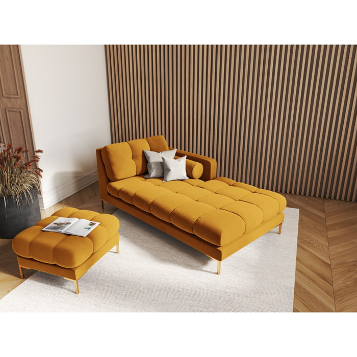 Méridienne droite "Bali" en velours jaune