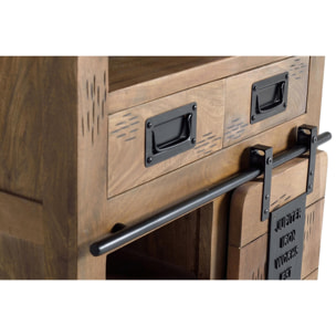 Aparador/consola 1 puerta corredera y 2 cajones - madera de mango y metal - 90x75x40cm