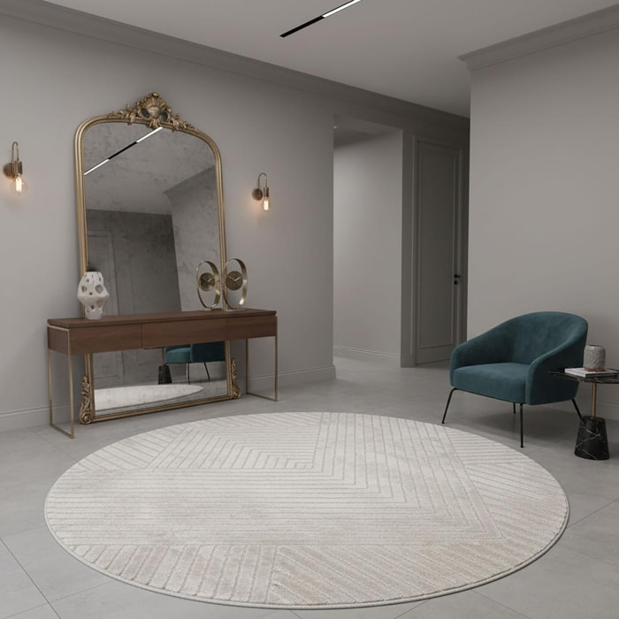 Tapis rond ROKA, tapis ton sur ton moderne et contemporain