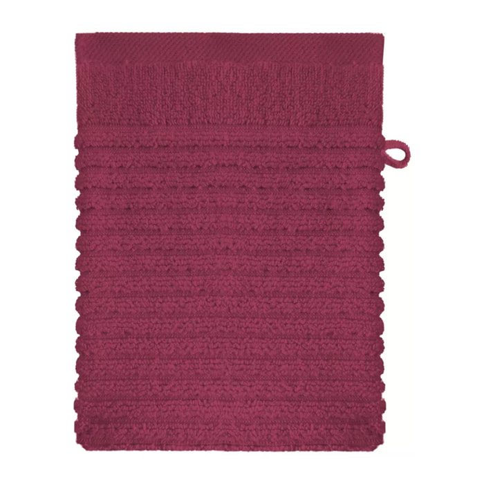 Gant de toilette pur coton 560 g/m² uni rose rouge Vitae pivoine