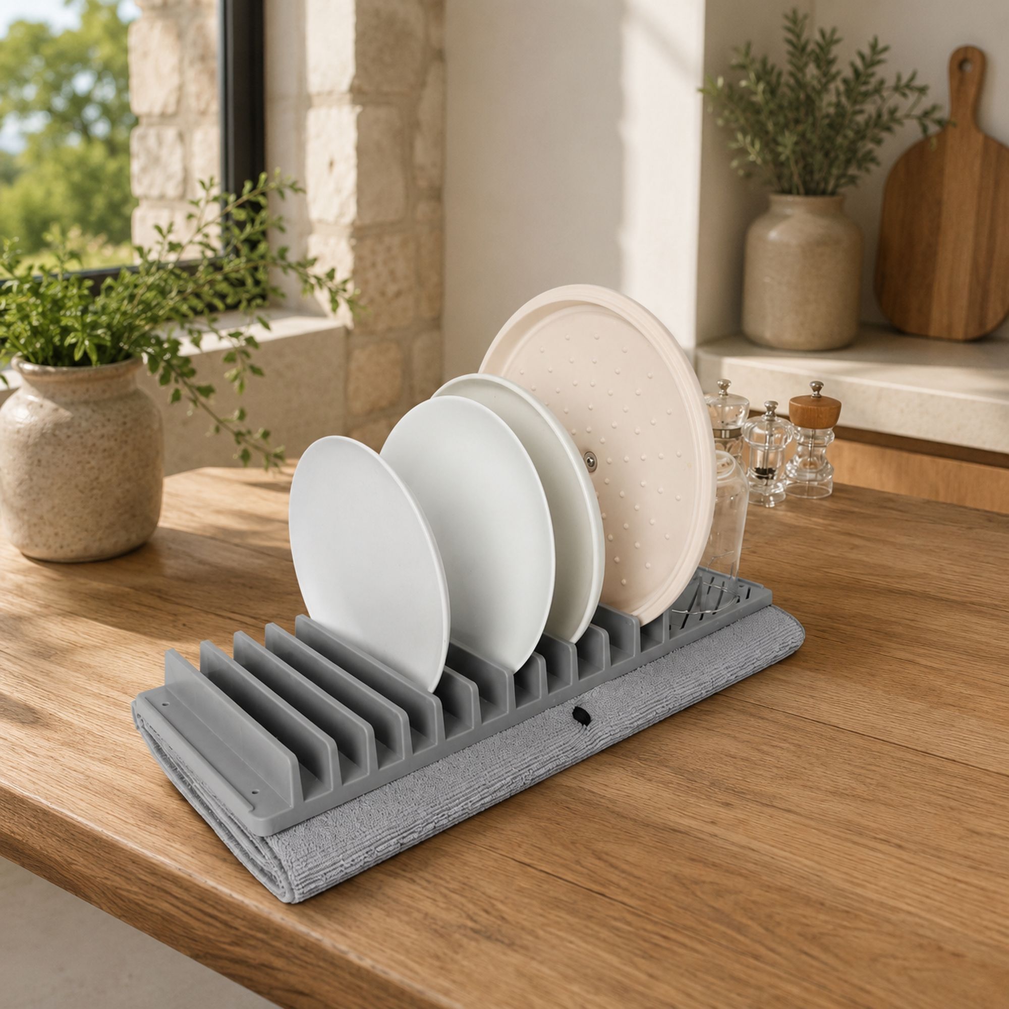 Egouttoir à vaisselle en plastique et tapis
