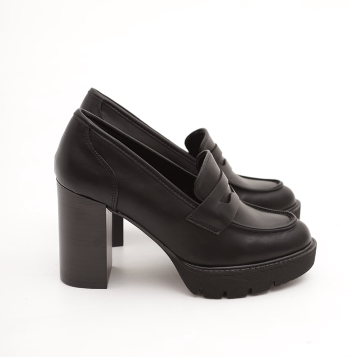 MOCASSINO TACCO E PLATEAU CHOCOLA' NERO