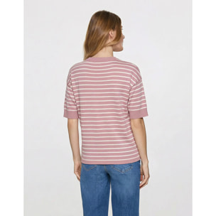 Camiseta de Punto a Rayas Rosa - Gratera