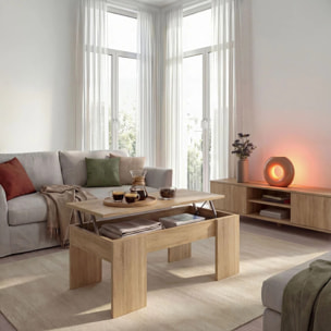 Mesa de centro elevable con almacenaje en roble canadian 100x45-56 cm Vita Roble Canadian