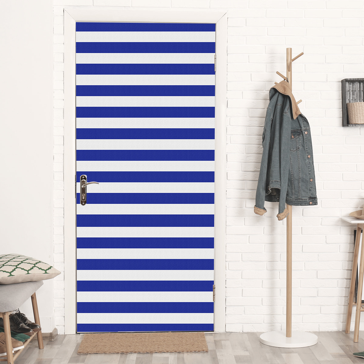 Stickers adhesivos de CERAMIKO - Rayas Navy Blue 65x100