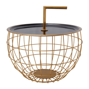 Tavolino Art Deco 520 in ferro nero con manico dorato
